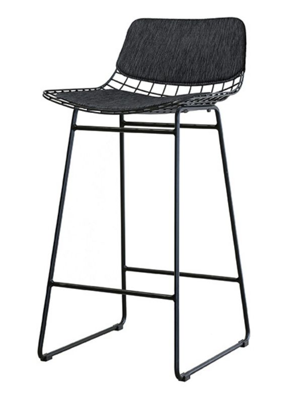 Coussins Gris Anthracite Tabouret de Bar Wire