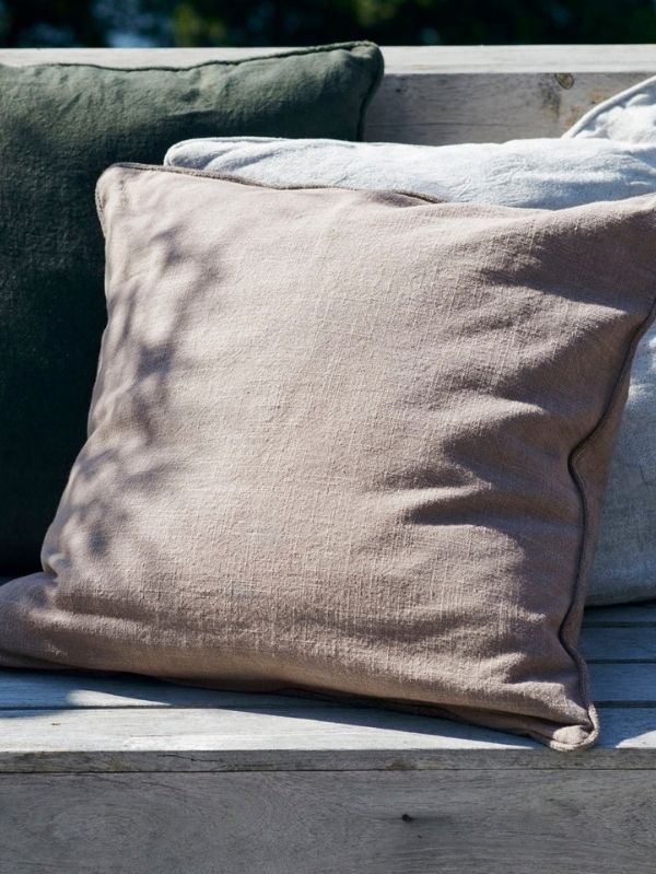 Housse de Coussin Lin & Coton Gris Chaud - 50 x 50 cm