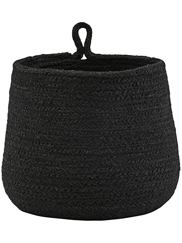 Panier à Suspendre en Jute Noir - 16 cm