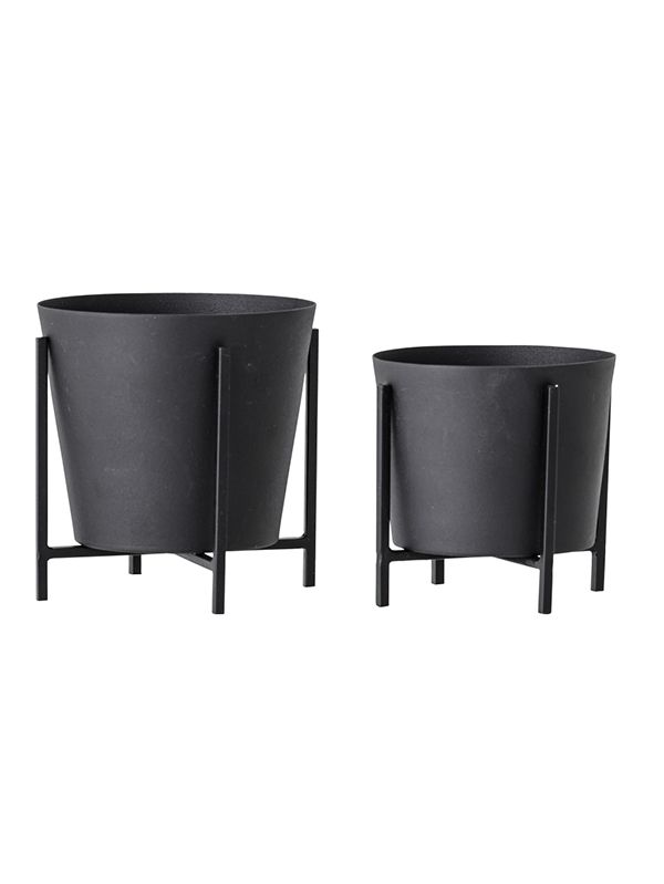 Set de 2 Pots sur Pieds en Métal Noir 