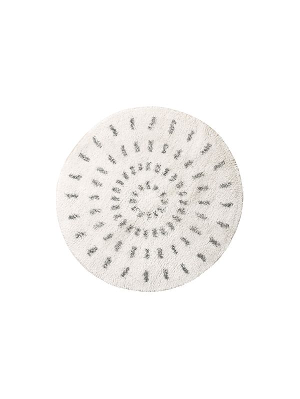Tapis Rond Antidérapant en Coton Blanc & Noir - 60 cm