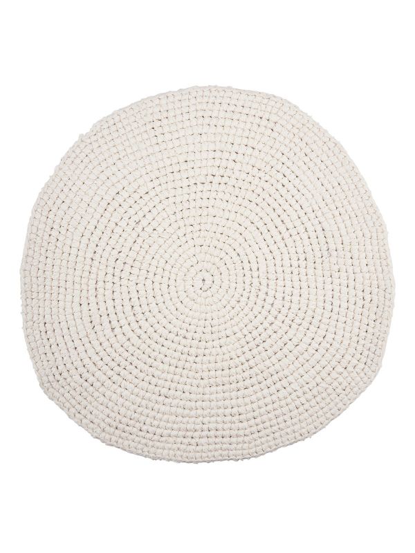 Tapis Crochet Blanc Rond - 80 cm