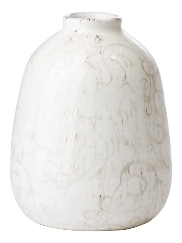 Vase Blanc Marbré Margaretha en Terre Cuite - 15 cm