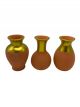 Vase terre cuite orange & doré - Set de 3