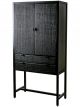 Armoire Harry Bois de Pin & Cannage Rotin Noir - 170 cm 