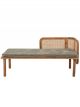 Banquette en Teck & Cannage Naturel Coussin Vert - 153 cm