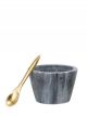 Pot à Epices Marbre Gris Anthracite & sa Cuillère Laiton - 7,5 cm