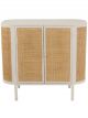 Buffet Molly 2 Portes en Bois Exotique Blanc & Rotin Naturel - 100 cm 