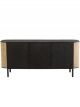 Buffet Molly 3 Portes en Bois Exotique Noir & Rotin Naturel - 180 cm 