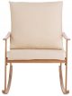 Chaise à Bascule Métal Effet Bois & Coussins Blanc - 93,5 cm 
