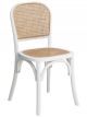 Chaise Style Vintage en Bois Blanc & Rotin Naturel - 86 cm