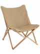 Chaise Lounge en Toile Beige & Bois Naturel - 90 cm