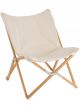 Chaise Lounge en Toile Blanche & Bois Naturel - 90 cm