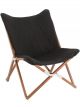 Chaise Lounge en Toile Noir & Bois Naturel - 90 cm