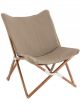 Chaise Lounge en Toile Taupe & Bois Naturel - 90 cm