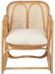 Chaise Lounge Casablanca en Rotin Naturel & Coussin Blanc - 65 cm 