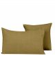 Coussin Lin Lavé Olive - 45 x 45 cm