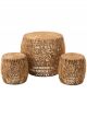 Ensemble Table & Tabourets Ronds  Maurice en Jacinthe Naturelle - 76 cm 