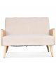 Fauteuil Synergie 2 Places Bois de Pin Naturel & Tissu Blanc - 108 cm 