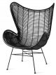 Fauteuil Lounge Rotin Noir HK Living - 110 cm