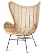 Fauteuil Lounge Rotin Naturel HK Living - 110 cm