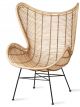 Fauteuil Lounge Rotin Naturel HK Living - 110 cm