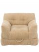 Fauteuil Bas Depliable en Velours & Coton Beige - 95 cm 