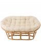 Canapé Roni en Bambou Naturel avec Coussin Blanc - 179 cm 