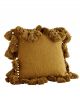 Coussin Boheme Coton Epais et Gros Pompons Bronze - 45 x 45 cm