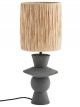 Lampe de Table en Métal Gris et Raphia Naturel Madam Stoltz - 59 cm