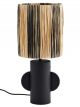 Lampe de Table en Raphia Naturel & Rayures Noires Madam Stoltz - 53 cm