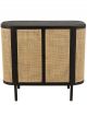 Buffet Molly 2 Portes en Bois Exotique Noir & Rotin Naturel - 100 cm 