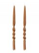 Set de 2 Grandes Bougies Torsadées Caramel - 40 cm