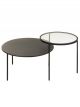 Set de 2 Tables Basses en Métal Noir & Verre - 101 cm