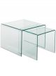 Set de 2 Tables Gigognes en Verre Transparent - 65 cm