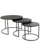 Set de 3 Tables Basses en Aluminium Noir & Jute - 76 cm