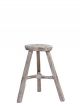 • PIECES UNIQUES • Tabouret Rond en Bois Ancien Patine Blanche XL