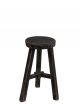 • PIECES UNIQUES • Tabouret Rond en Bois Ancien Patine Noire XL