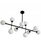Suspension Edmond Métal Noir & Globes Verre Blanc - 113 cm