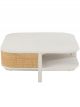 Table Basse Molly en Bois Exotique Blanc & Rotin Naturel - 85 cm