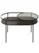 Table Basse avec Ouverture en Métal & Verre Noir - 80 cm 