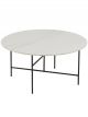 Table Basse Ronde Porcelaine Marbrée & Métal Noir - 80 cm 