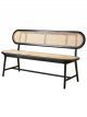 Banc Harry Bois de Hêtre Noir & Cannage Rotin Naturel - 160 cm 